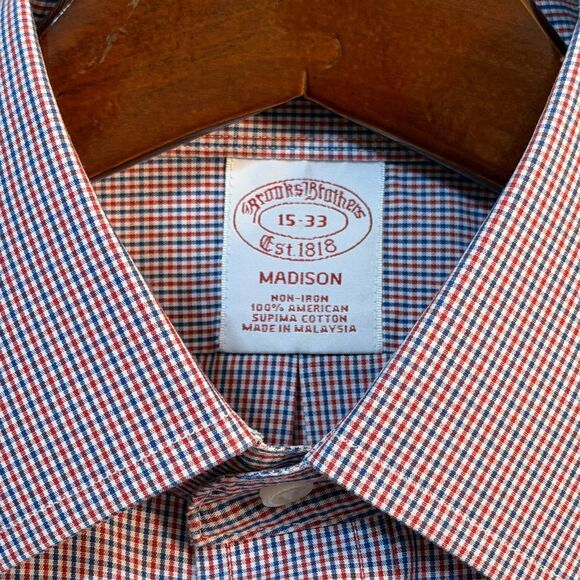 Brooks Brothers Other - Brooks Brothers Madison Button Up Long Sleeve Supima Non Iron Mens 15-33 Checkrd